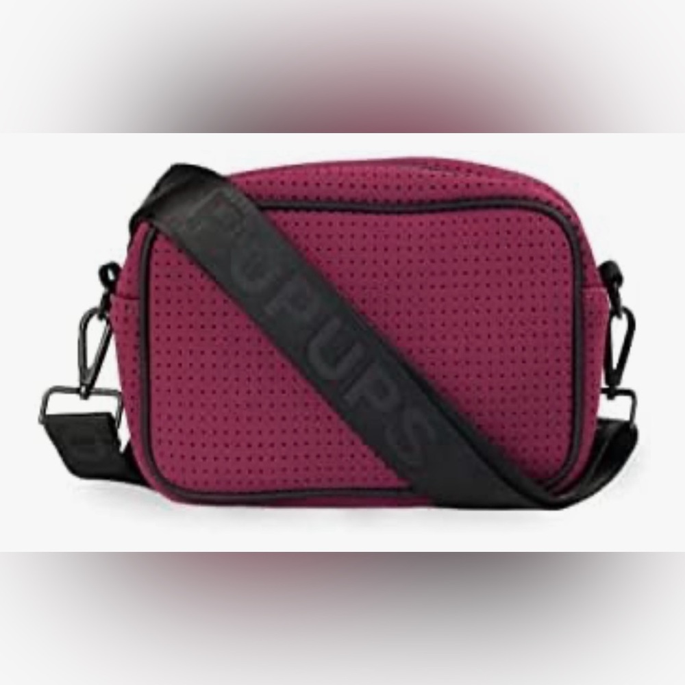 Pop Ups Brand Neoprene Camera Bag Sling, extra pouch, Adjustable Strap Burgundy